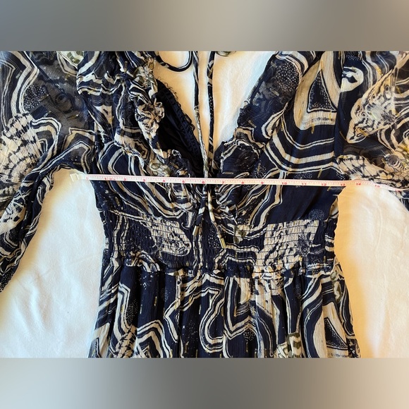 Anthropologie by Painter Johnson V-neck Textured Midi Dress Navy Size XSP NWT - Picture 6 of 9